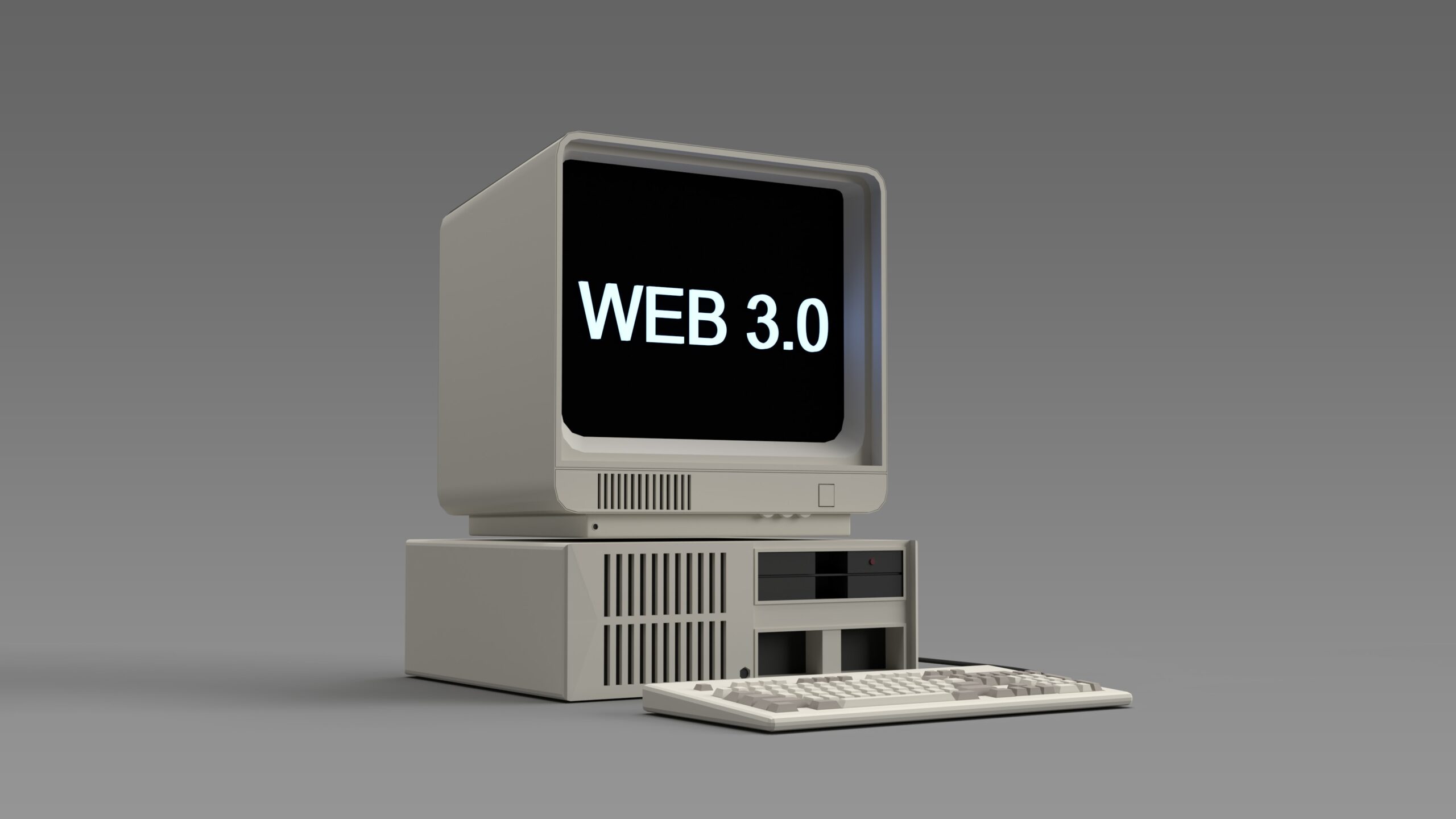 old computer with web 3.0 written on the screen